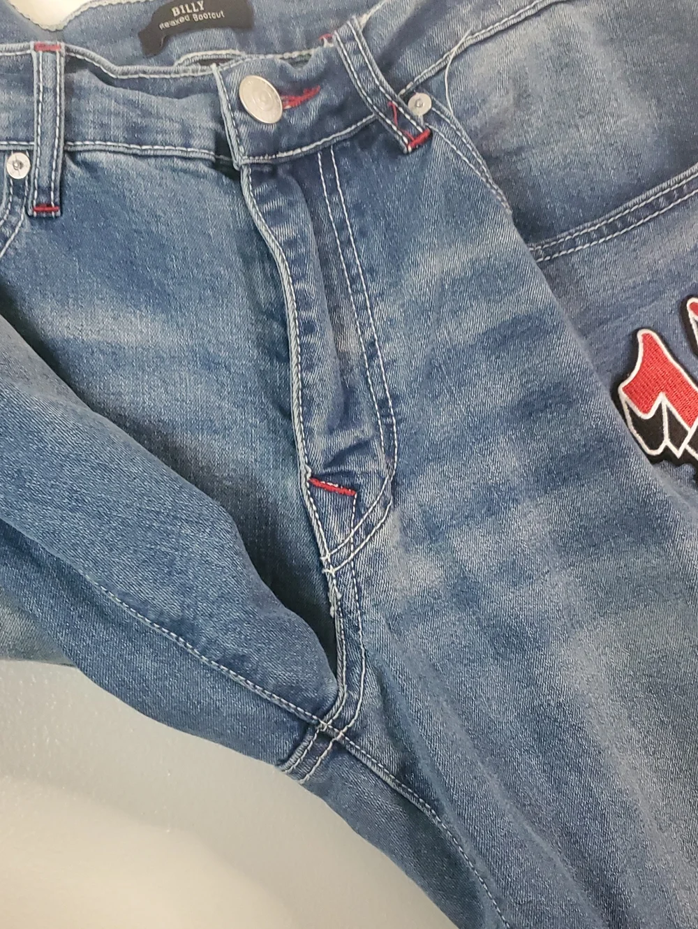 Men's True Religion Billy Flap Bootcut Jeans Size 36×29 Y2K Streetwear Stretch